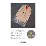COLORPAK Elbise Poşeti (60*120 CM) Askı Delikli Omuzlu Kesim (10ADET) Şeffaf Kıyafet Koruma Hurç Kılıf Naylon