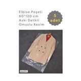 COLORPAK Elbise Poşeti (60X120 CM) Askı Delikli Omuzlu Kesim (5 ADET) Şeffaf Kıyafet Koruma Hurç Kılıf Naylon