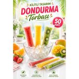 Colorpak Kilitli Meyveli Buz Dondurma Poşeti 50 Adet 5,5x22 cm Ev Yapımı Dondurma ve Meyve Suyu Buz Torbası