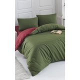 Colorpool Go Earth 200x220 cm Koyu Yeşil-Bordo Çift Kişilik Nevresim Takımı