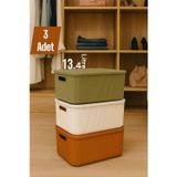 Colors Mix 3 Adet 13 Lt Dolap İçi Düzenleyici Organizer Hobi Oyuncak Kutusu Kapaklı Saklama Kutusu