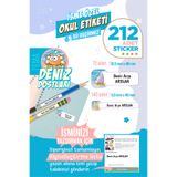 colortouch 212 ADET Deniz Dostları Temalı Okul Etiketi Sticker Kalem Etiket Defter Etiket Kişiye Özel İsim Etiket