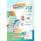 colortouch 212 ADET Robot Akademisi Temalı Okul Etiketi Sticker Kalem Etiket Defter Etiket Kişiye Özel İsim Etiket
