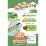 colortouch 296 ADET Dinozor Temalı Okul Etiketi Kalem Etiketi Defter Etiketi Kişiye Özel İsim Etiketi