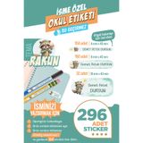 colortouch 296 ADET Rakun Temalı Okul Etiketi Sticker Kalem Etiketi Defter Etiketi Kişiye Özel İsim Etiketi