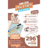 colortouch 296 ADET Tatlı Kedi Serisi Okul Etiketi Sticker Kalem Etiketi Defter Etiketi Kişiye Özel İsim Etike