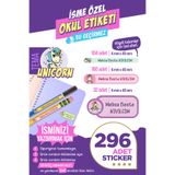 colortouch 296 ADET Unicorn Temalı Okul Etiketi Kalem Etiketi Kişiye Özel İsim Yazılabilen Etiket