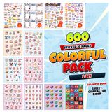 colortouch Colorful Sticker Set - 600 Adet Çocuk Sticker - Çocuklar, Kızlar, ve Gençler için Çıkartma Kitabı - Laptop, Günlük, Çocuk Odası, Duvar ve Dolap için Tatlı Etiket
