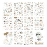 colortouch Düğün Sticker Seti, 325 Adet Çıkartma, Misafir, Konuk Defteri veya Fotoğraf Albumü için Sevgi Dolu Vintage Love Temalı, Dekorasyon için Motifli Sözcüklü Düğün Etiketi, 10 Sayfa, A5 Boyut