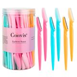Colovis 66 adet kaş tıraş bıçağı ve yüz tıraş makinesi, kadın ve erkekler için, kaş kılı kesme makinesi ve tıraş makinesi, koruyucu kapaklı, güvenli ve acemi dostu