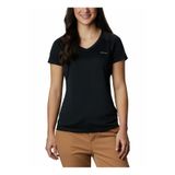 Columbia ZERO RULES SHORT SLEEVE SHIRT V Yaka Çizgili Siyah Kadın T-Shirt
