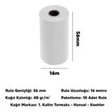 Coly Ambalaj 56 x 16 Termal Pos Rulosu Pos Kağıdı - 20 PAKET 200 RULO