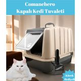 Comanchero Kapalı Kedi Tuvaleti Mama Kabı Hediyeli - Bej