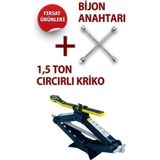 Combat 1.5 Ton Cırcırlı Araç Krikosu Setli Ürün + 17-19-21-23 mm Bijon Anahtarı Ayarlanabilir - 1,5 ton