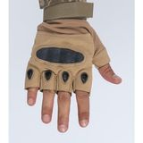 Combat Tactical Outdoor Kesik Parmaksız Eldiven Asker Polis Dağcı Sporcu Bisikletçi Kemik Eldiveni - Bej