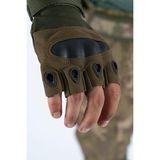 Combat Tactical Outdoor Kesik Parmaksız Eldiven Asker Polis Dağcı Sporcu Bisikletçi Kemik Eldiveni - Haki
