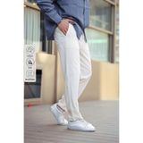 COMBİNE MİCHAİL Beyaz Renk Erkek Yazlık Keten Karışımı Relaxed Pantolon - Beyaz