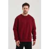 COMBİNE MİCHAİL Bordo Bisiklet Yaka Oversize Şardonlu Basic Erkek Sweatshirt