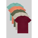COMBİNE MİCHAİL Erkek %100 Pamuk 5-Li T-shirt Paketi Bordo-Gri-Haki-Turuncu-Cagla