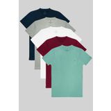 COMBİNE MİCHAİL Erkek %100 Pamuk 5-Li T-shirt Paketi Cagla-Bordo-Beyaz-Grimelanj-Lacivert