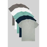 COMBİNE MİCHAİL Erkek %100 Pamuk 5-Li T-shirt Paketi Grimelanj-Lacivert-Cagla-Beyaz-Fume