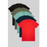 COMBİNE MİCHAİL Erkek %100 Pamuk 5-Li T-shirt Paketi Kirmizi-Lacivert-Cagla-Haki-Siyah