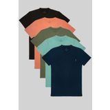 COMBİNE MİCHAİL Erkek %100 Pamuk 5-Li T-shirt Paketi Lacivert-Cagla-Haki-Turuncu-Siyah