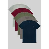 COMBİNE MİCHAİL Erkek %100 Pamuk 5-Li T-shirt Paketi Lacivert-Fume-Haki-Bordo-Grimelanj