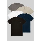 COMBİNE MİCHAİL Erkek %100 Pamuk Standart Kalıp 5-Li T-shirt Fume-Gri-Beyaz-Lacivert-Siyah