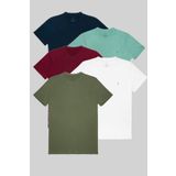COMBİNE MİCHAİL Erkek %100 Pamuk Standart Kalıp 5-Li T-shirt Lacivert-Cagla-Bordo-Beyaz-Haki