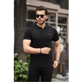 COMBİNE MİCHAİL Erkek %100 Pamuklu Kumaş Slim Fit Kesim Siyah Polo Yaka T-shirt