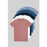 COMBİNE MİCHAİL Erkek 5'li Bisiklet Yaka %100 Pamuk T-shirt buzmavi-indigo-lacivert-beyaz-pudra