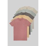 COMBİNE MİCHAİL Erkek 5'li Bisiklet Yaka %100 Pamuk T-shirt gri-grimelanj-fume-bej-pudra