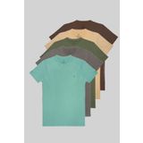 COMBİNE MİCHAİL Erkek 5'li Bisiklet Yaka %100 Pamuk T-shirt kahve-bej-haki-fume-cagla