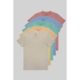 COMBİNE MİCHAİL Erkek 5'li Bisiklet Yaka %100 Pamuk T-shirt pudra-buzmavi-cagla-bej-gri