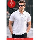 COMBİNE MİCHAİL Erkek Basic Beyaz Comfort Polo Yaka Tişört