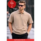 COMBİNE MİCHAİL Erkek Basic Relax Krem Polo Yaka Tişört