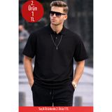 COMBİNE MİCHAİL Erkek Basic Relax Siyah Polo Yaka Tişört
