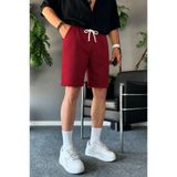 COMBİNE MİCHAİL Erkek Beli Lastikli Rahat Basic Bordo Şort