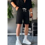 COMBİNE MİCHAİL Erkek Beli Lastikli Rahat Basic Siyah Şort