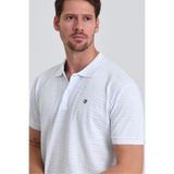 COMBİNE MİCHAİL Erkek Beyaz %100 Pamuk Raporlu Polo Yaka T-shirt