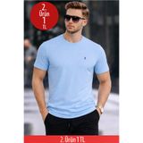 COMBİNE MİCHAİL Erkek Bisiklet Yaka Slim Basic B.Mavi Tişört