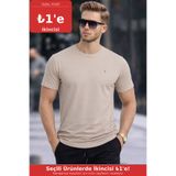COMBİNE MİCHAİL Erkek Bisiklet Yaka Slim Basic Bej Tişört