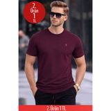 COMBİNE MİCHAİL Erkek Bisiklet Yaka Slim Basic Bordo Tişört