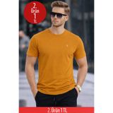 COMBİNE MİCHAİL Erkek Bisiklet Yaka Slim Basic Hardal Tişört