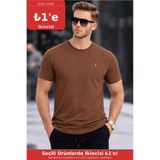 COMBİNE MİCHAİL Erkek Bisiklet Yaka Slim Basic Kahve Tişört