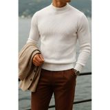 COMBİNE MİCHAİL Erkek Boğazlı Casual Beyaz Triko Kazak