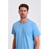 COMBİNE MİCHAİL Erkek Buz Mavi %100 Pamuk Slim Fit Bisiklet Yaka Basic Tişört