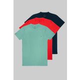 COMBİNE MİCHAİL Erkek Çağla Kırmızı Lacivert %100 Pamuk 3 Lü T-shirt Paketi