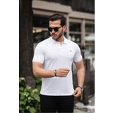 COMBİNE MİCHAİL Erkek Çekmeyen Pamuklu Kumaş Slim Fit Beyaz Kıvrılmaz Polo Yaka T-shirt